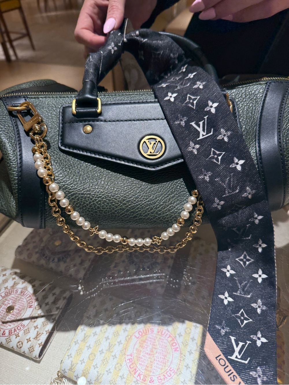 Louis Vuitton MM Biker Bag in Khaki and Black